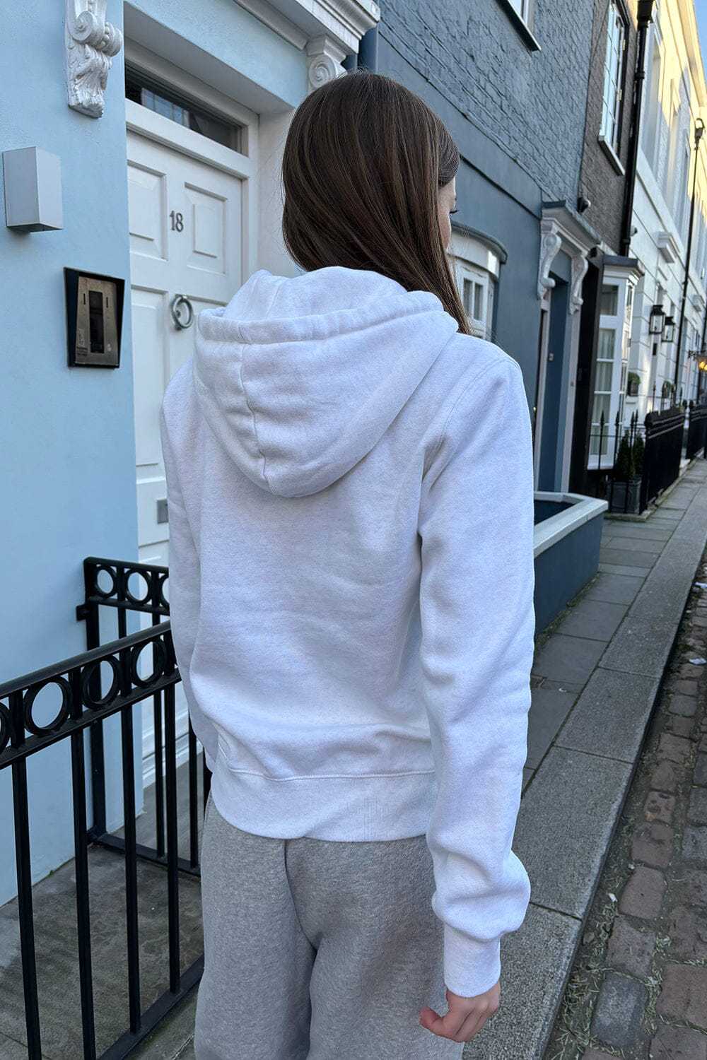Sporty casual zip-up hooded sweatshirt