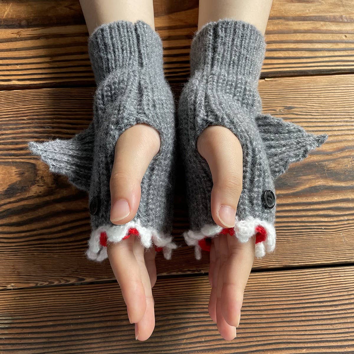 CUTE CARTOON SHARK HALF FINGER GLOVES