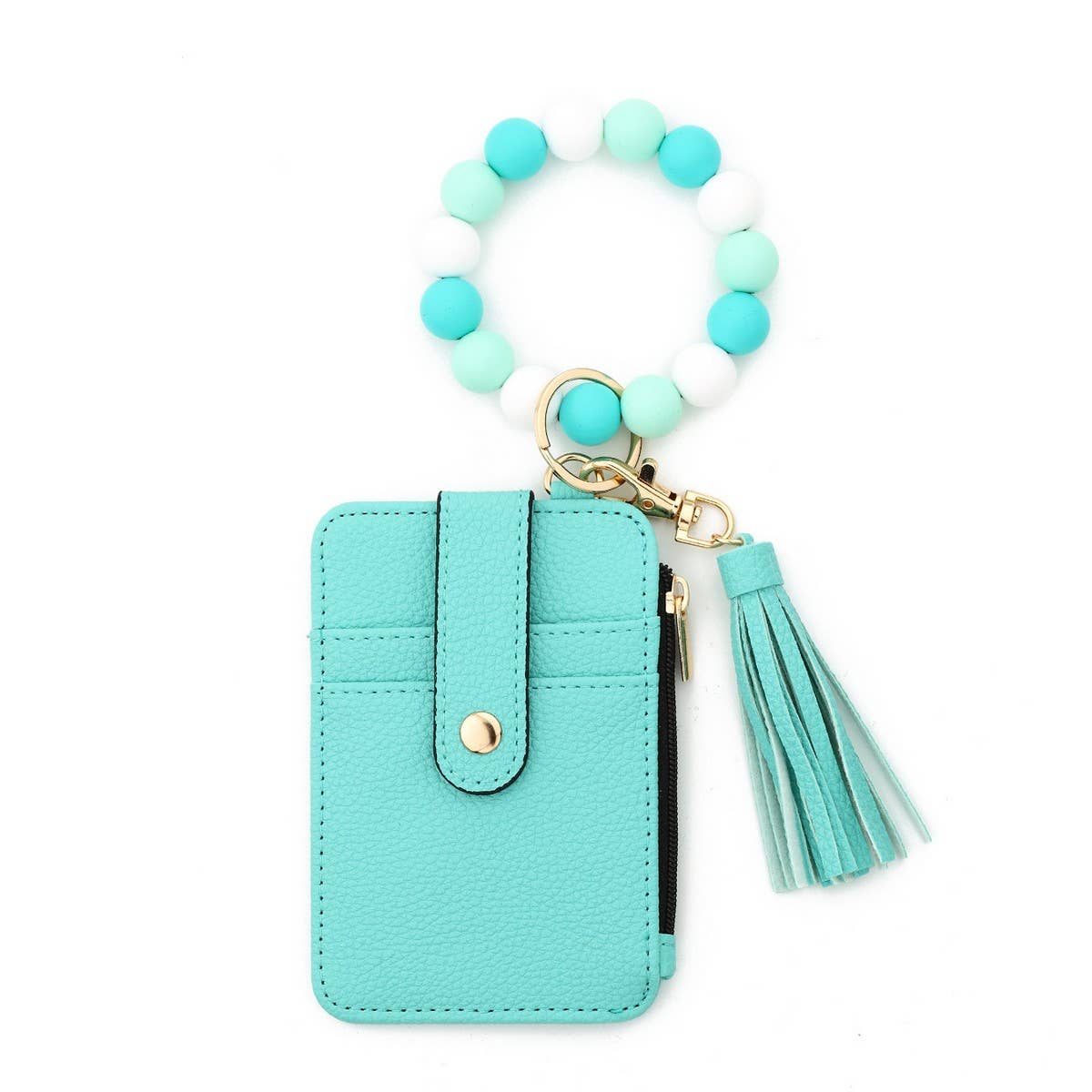 Pattern PU Card Holder with Silicone Bead Chain_CWAB4966