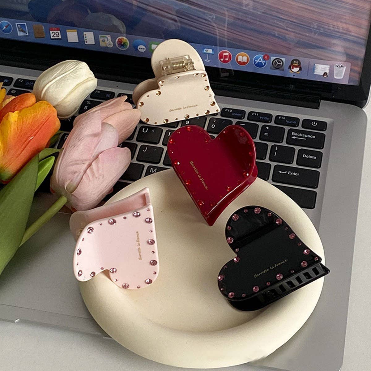 Crystal Heart Acetate Hair Claw ? Lux Chic Style