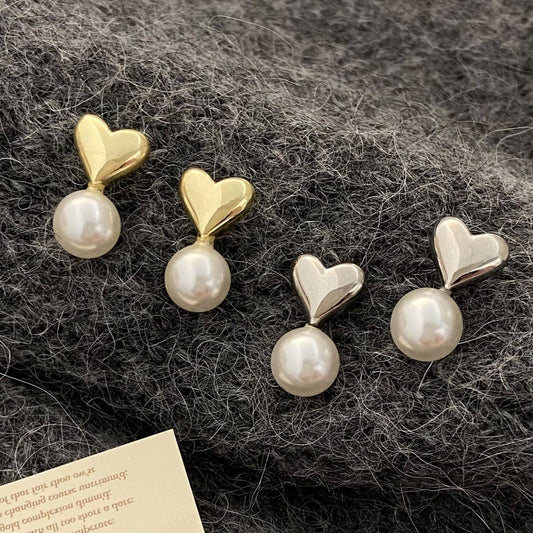 VALENTINE'S DAY NEW SIMPLE PEARL HEART EARRINGS