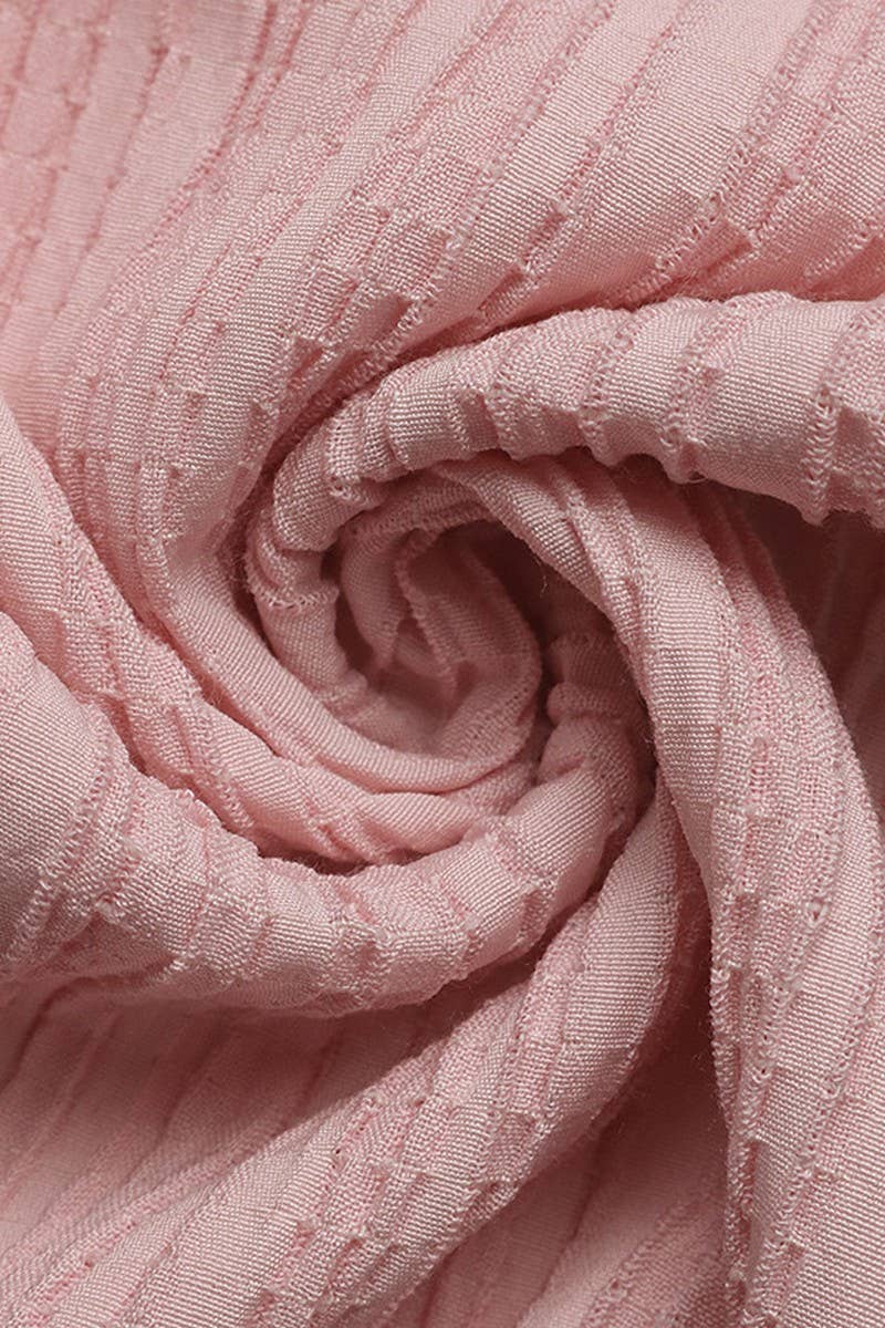 CWDMD5323_SOLID TEXTURED V-NECK DRESS WITH FRONT SLIT