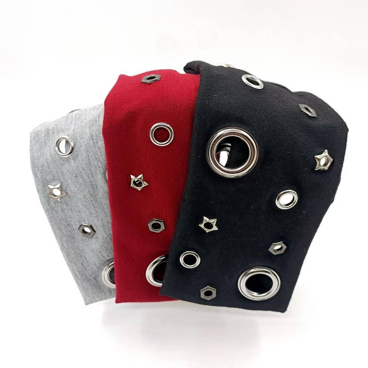 Elastic Punk Headband with Mixed Metal Studs