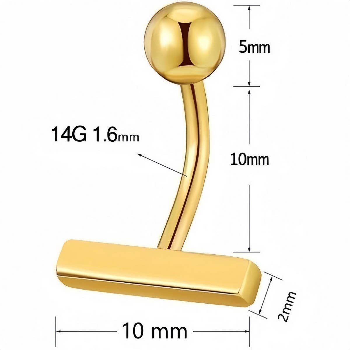 Gold Stainless Steel Belly Ring Navel Piercing