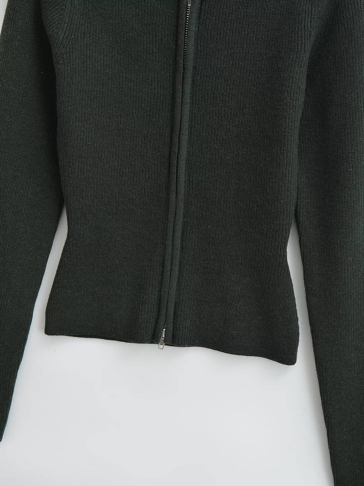 SLIM-FIT DOUBLE-HEAD ZIP-UP CREW-NECK SWEATER