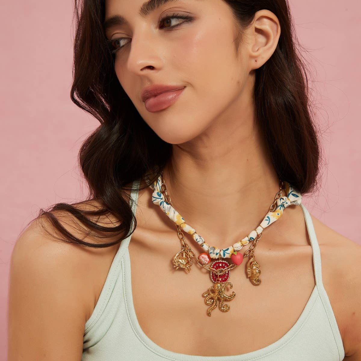 Ocean Style Necklace with Sea Animal Charms_CWMM8807