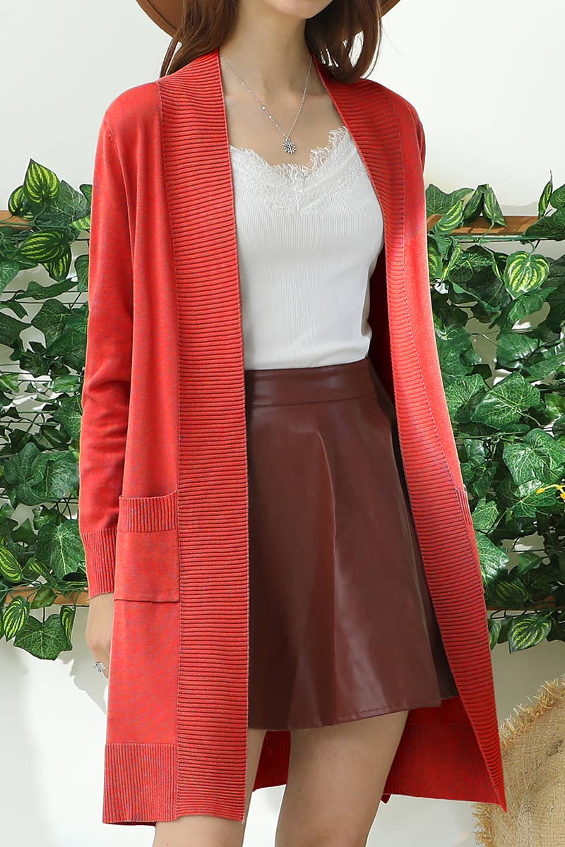 AWOCAL311_LONG SLEEVE OPEN FRONT CARDIGAN WITH SIDE POCKETS