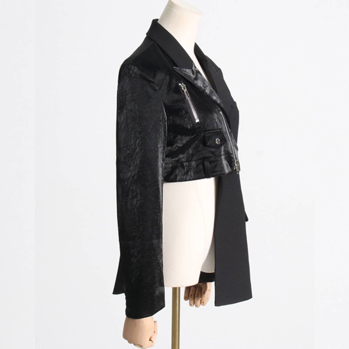 Asymmetrical Moto Blazer ??Slim Fit Street Style_CWOCO1238