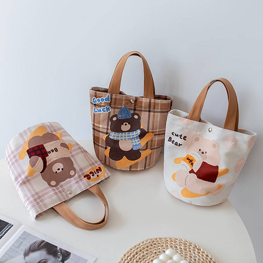 Cartoon Plaid Lunch Bag for Moms & Work_CWAB5599