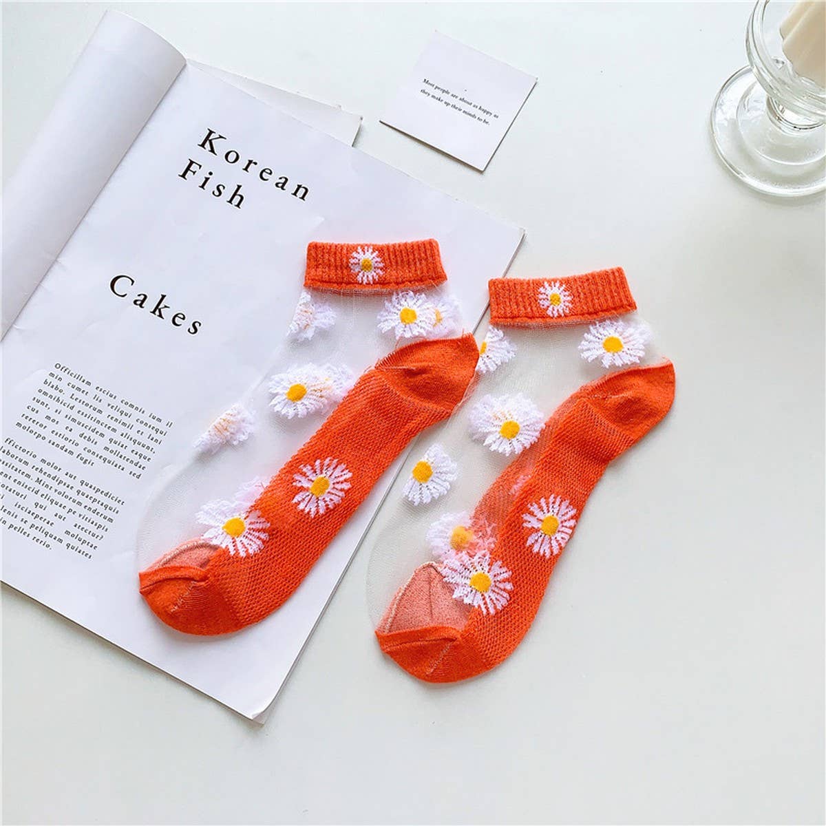 SUMMER DAISY GIRL LOW TOP THIN TRANSPARENT SOCKS_CWMS0401