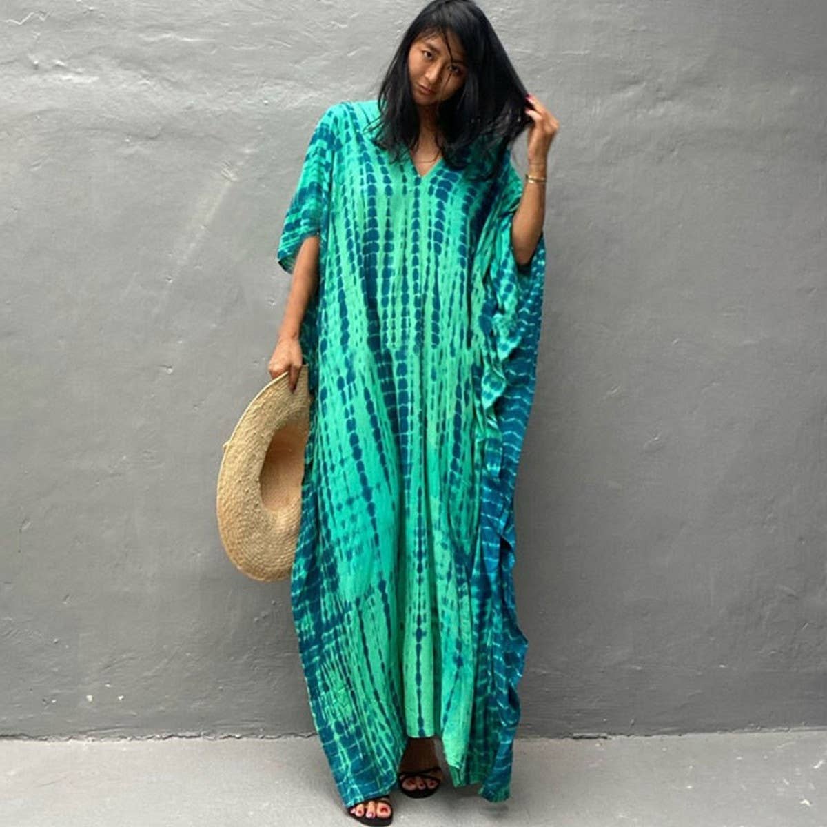 Tie-Dye Caftan Beach Cover-Up Loose Resort Robe