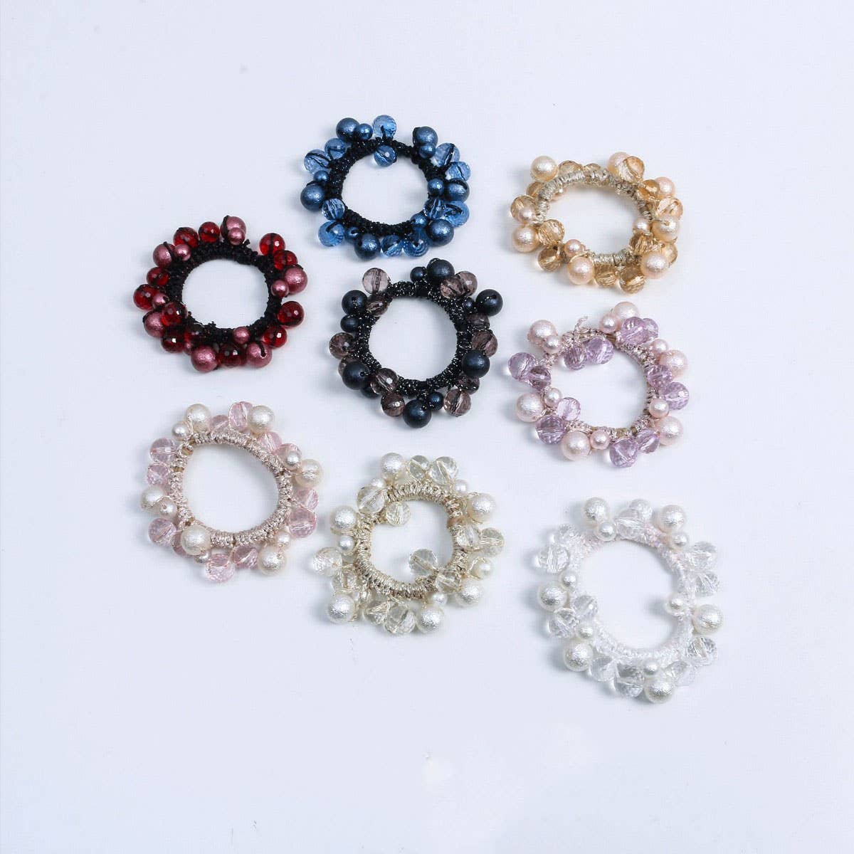 Simple Cute Hair Tie Sweet Wrinkled Pearl Elastic_CWAHA6772