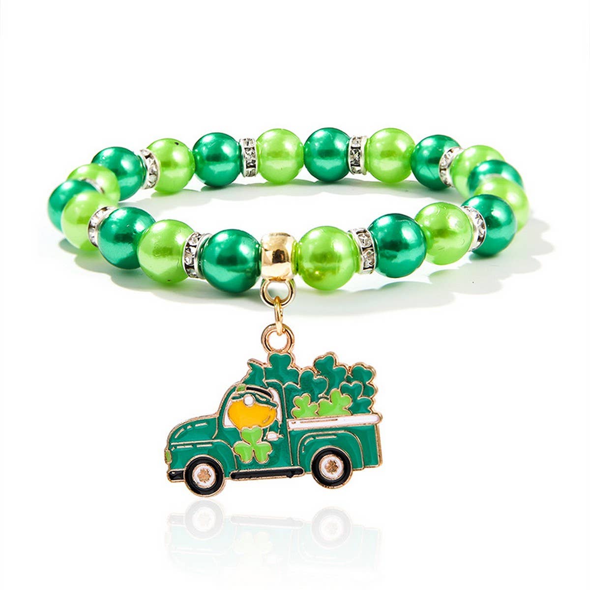 ST. PATRICK'S DAY IMITATION PEARL ACRYLIC BRACELET_CWMM3508