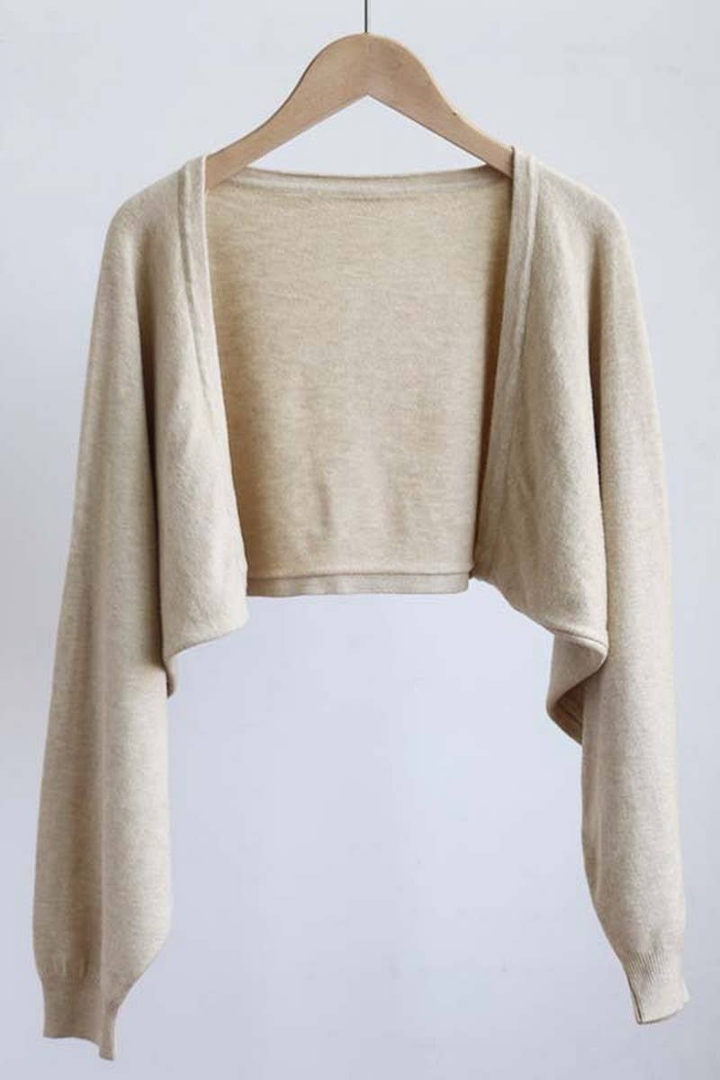 CWOCAL2079_SOLID COLOR SMALL SHAWL SHORT KNITTED CARDIGAN
