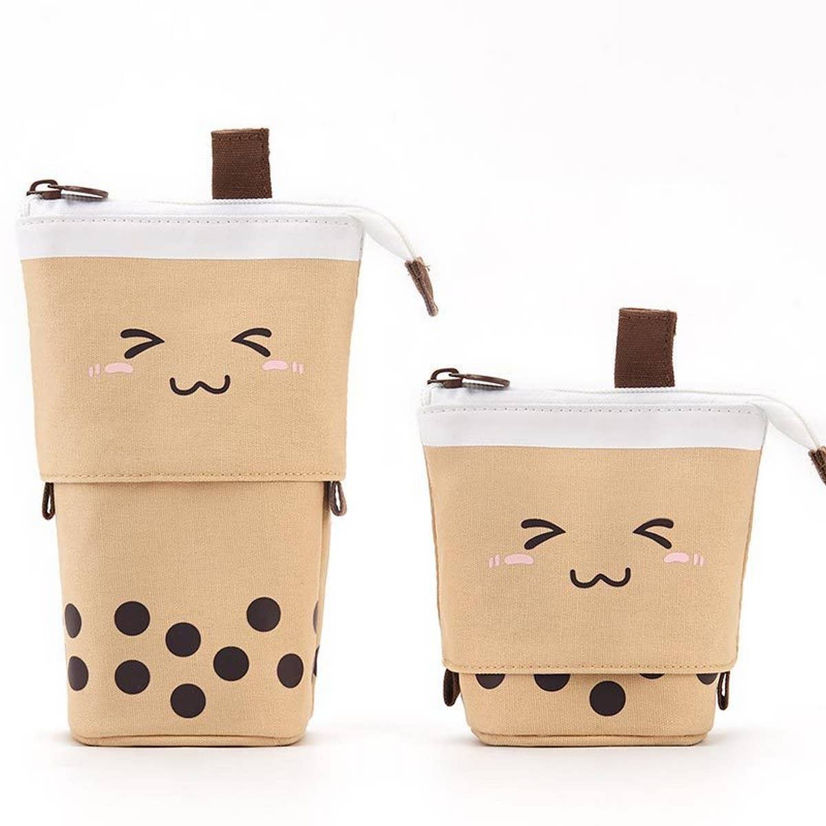 CUTE MILK TEA RETRACTABLE PULL-DOWN PENCIL BAG