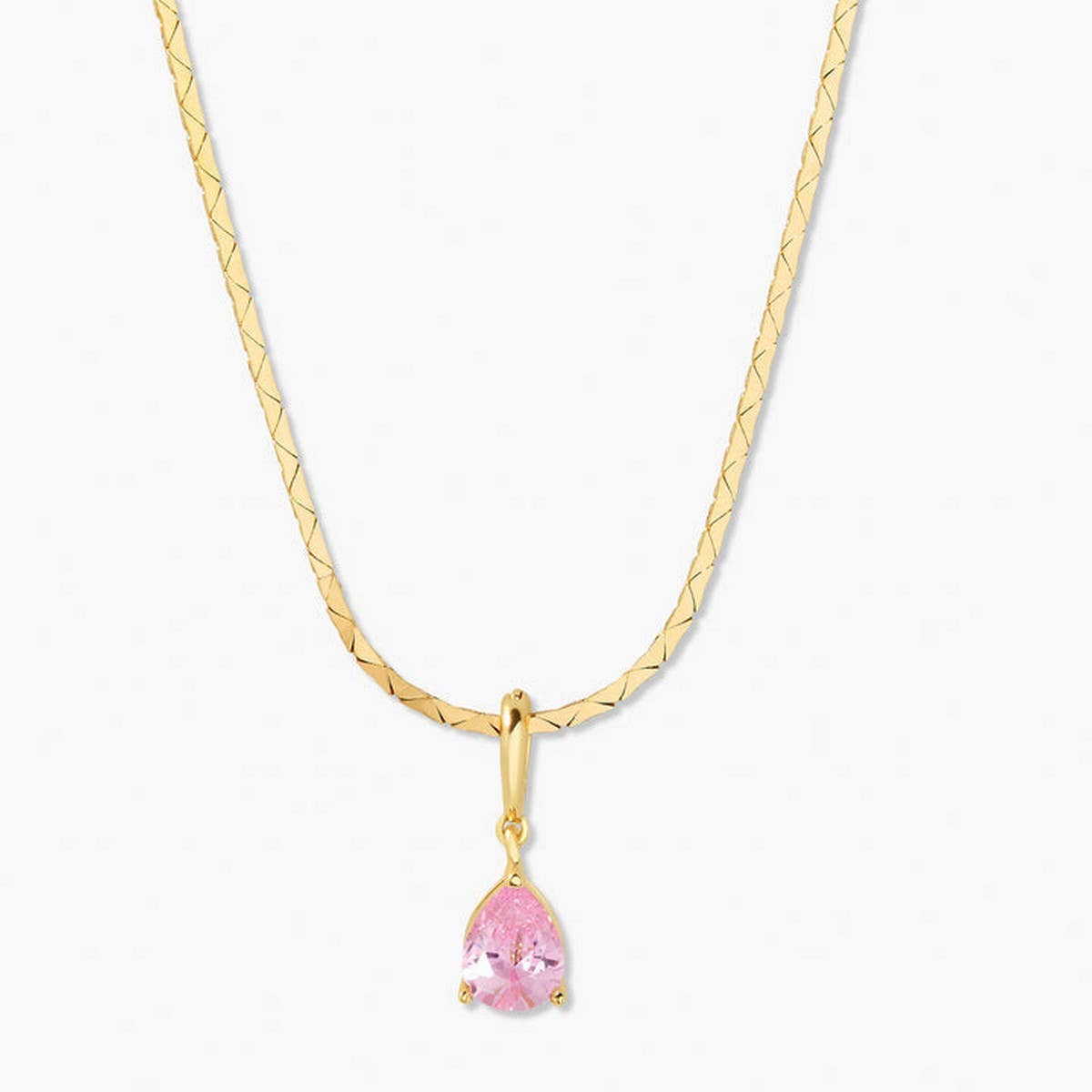 STAINLESS STEEL COLORED DROP ZIRCON NECKLACE_CWMM3921