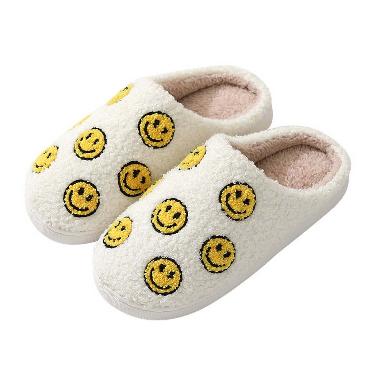 CUTE SEVEN SMILING FACE FUZZY SLIPPERS WOMEN