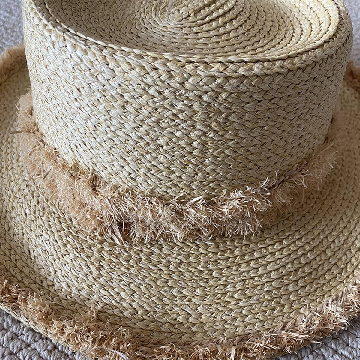 Summer raffia decorated straw hat for women_CWAH3568