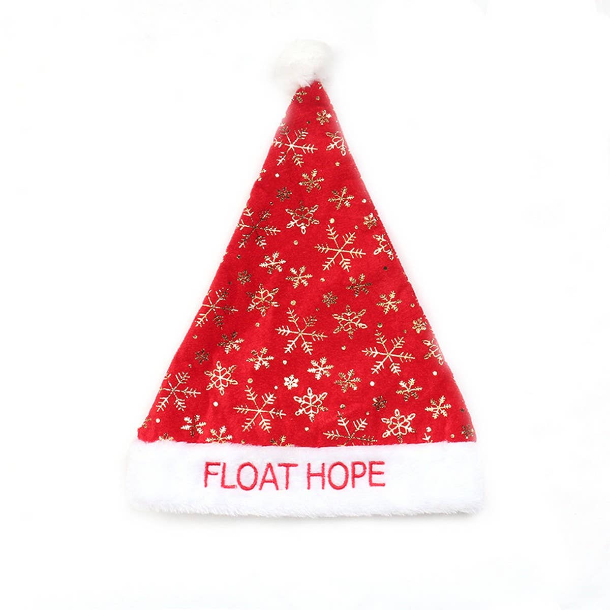 Luxury Plush Santa Hat with Gold Snowflakes_CWAJE05371