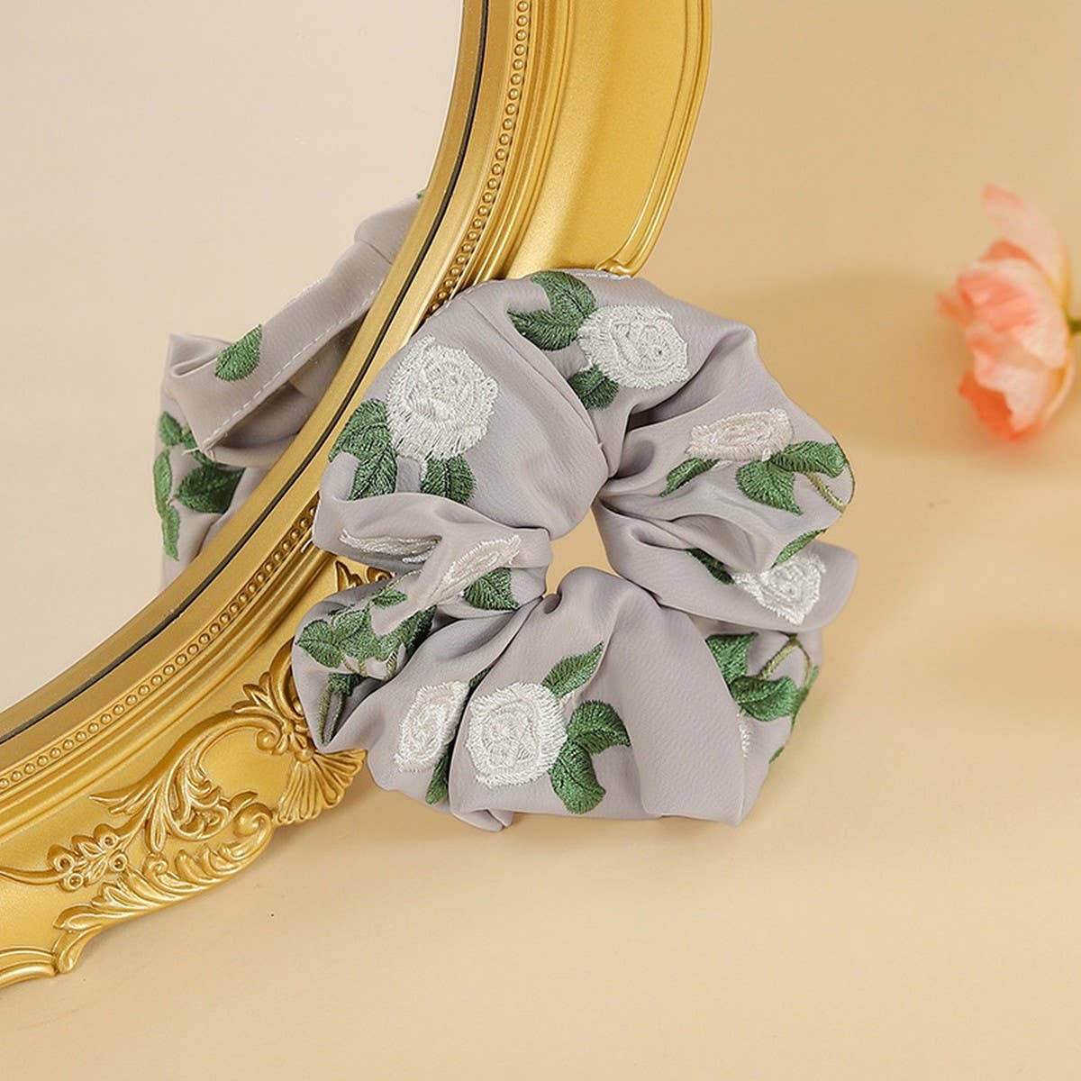 White Rose Embroidered Hair Tie for Qipao & Hanfu