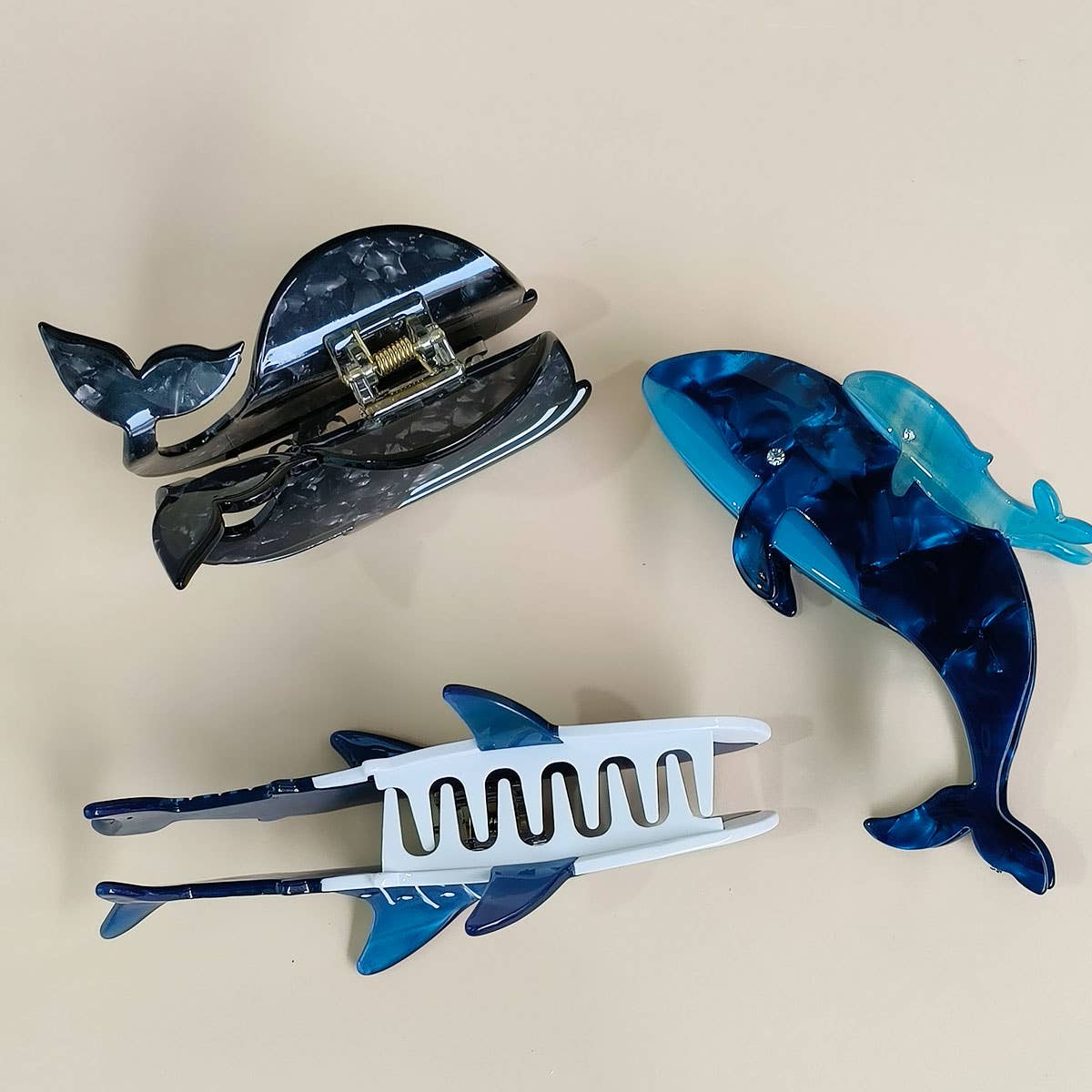 OCEAN WHALE SHELL FISH SEASHELL HAIR CLAW CLIPS_CWAHA0550