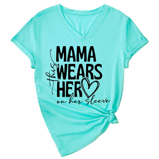 Simple Mother's Day V-neck blouse_CWTBLS0568