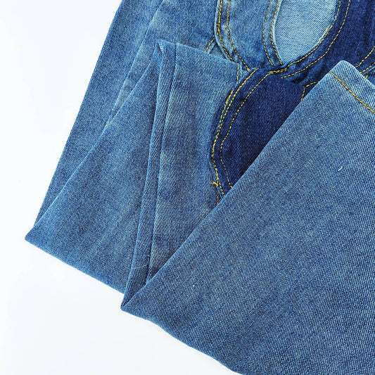 SPLICED CONTRASTING HOLLOW OUT JEANS_CWJP0189