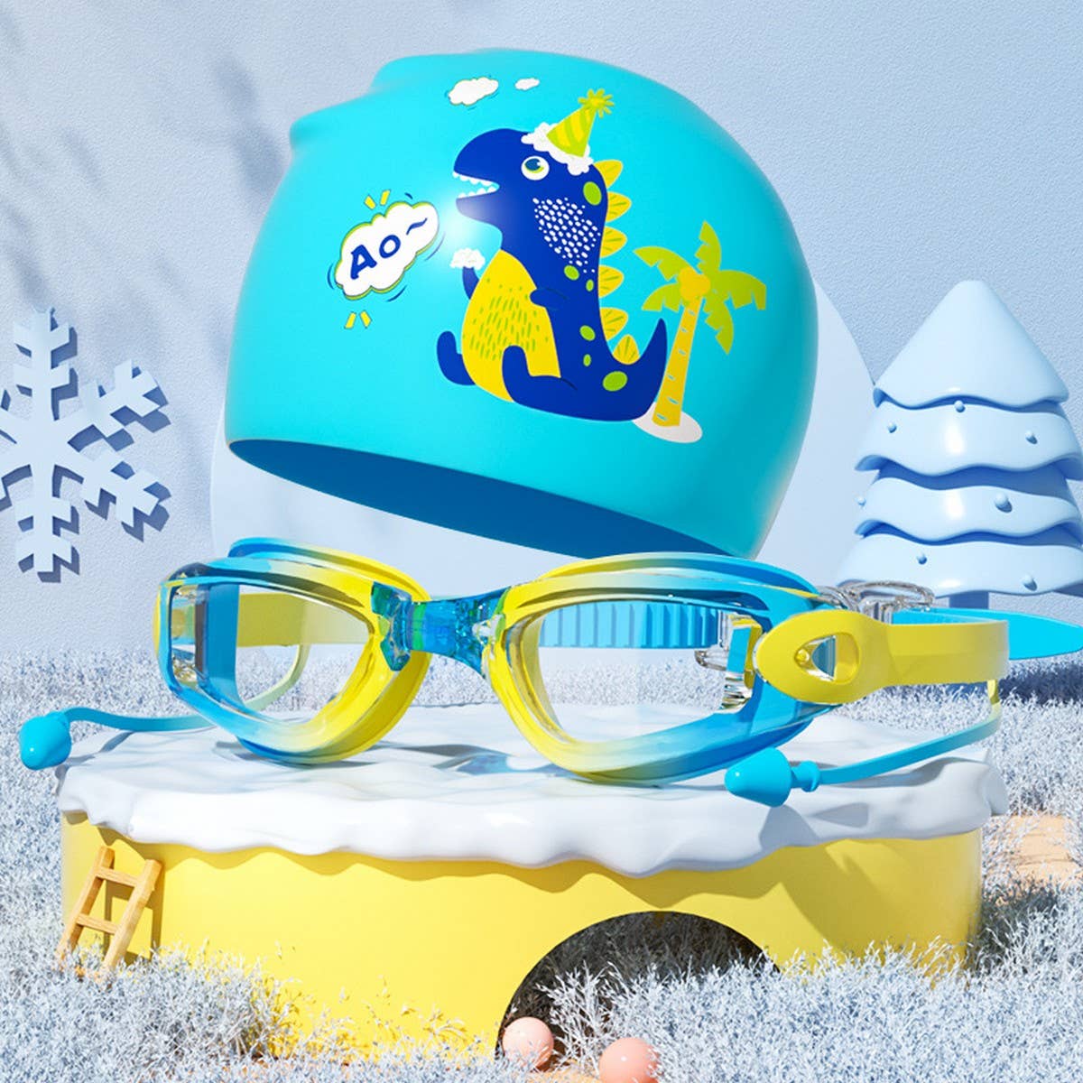 Kids HD Anti-Fog Swim Goggles & Cap ? Cute Style