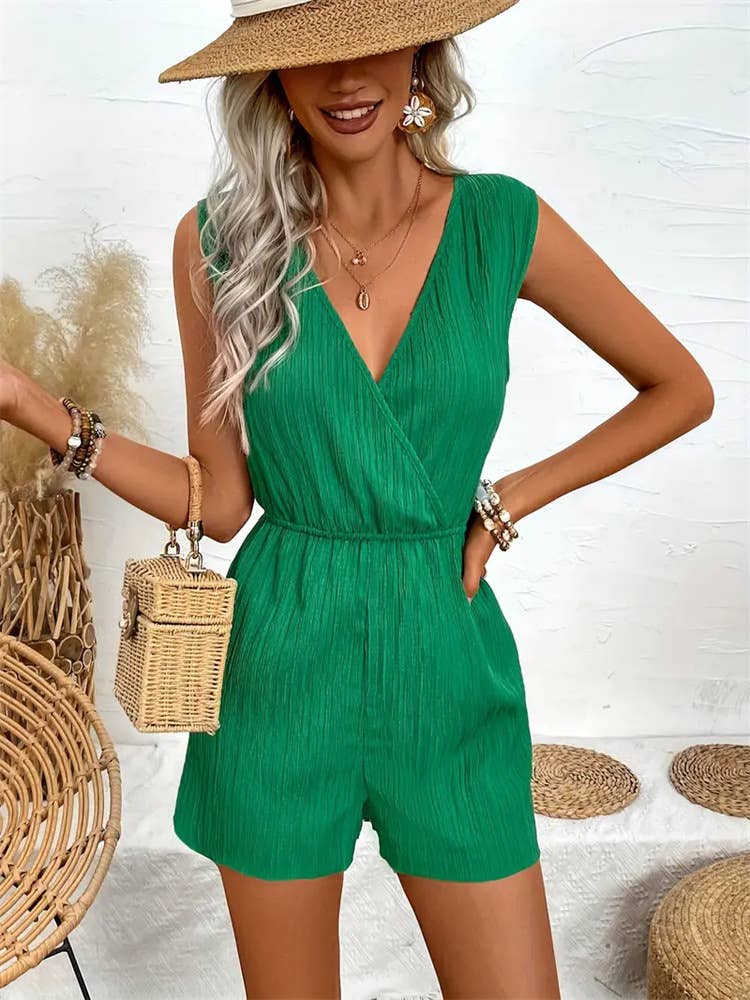 Sleeveless cross-neck jumpsuit
