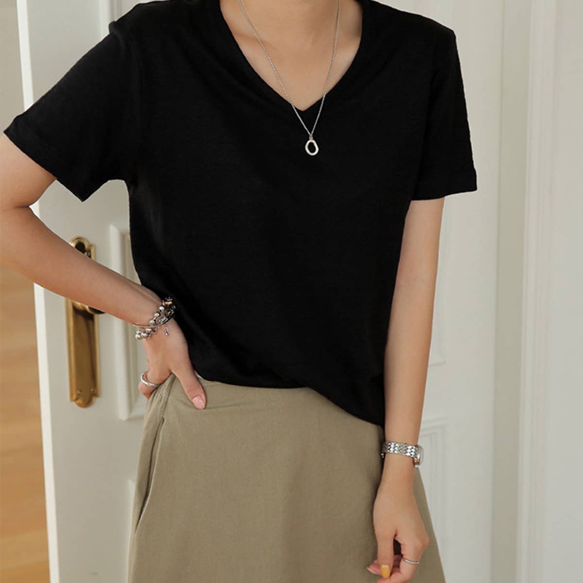 SIMPLE COTTON LINEN LOOSE BASE SHIRT