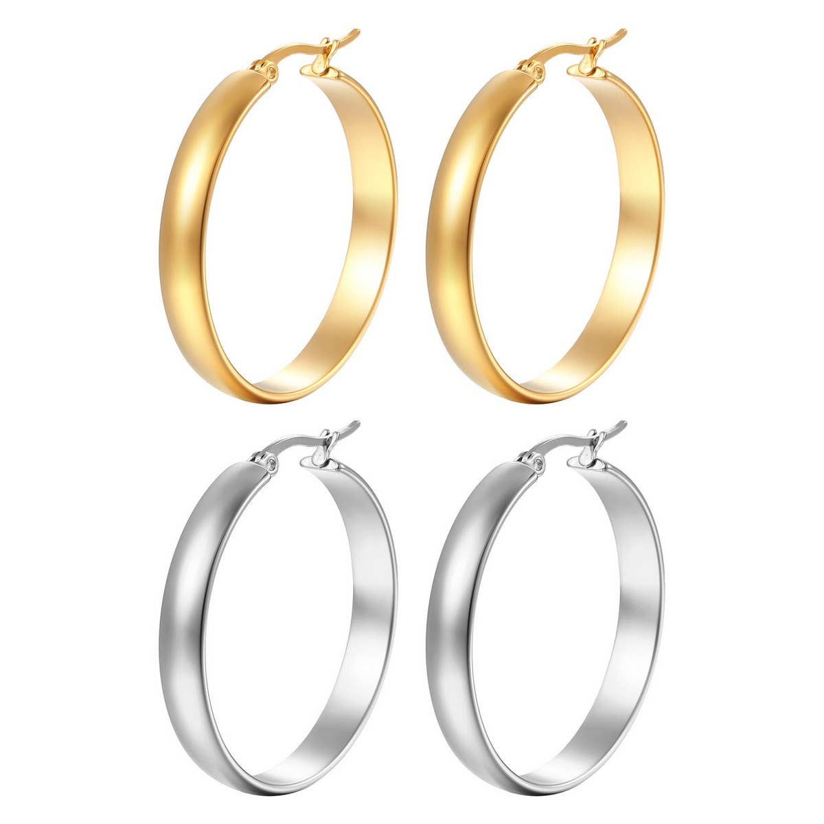 PLATED POST LIGHTWEIGHT HOOP EARRINGS_CWAJE0563