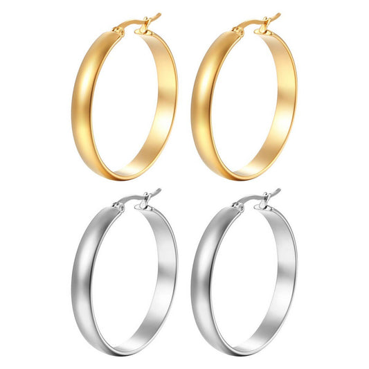 PLATED POST LIGHTWEIGHT HOOP EARRINGS_CWAJE0563