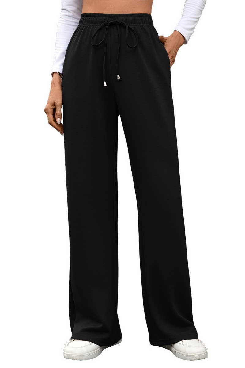 CWBLP01089_DRAWSTRING CASUAL LOOSE STRAIGHT-LEG TROUSERS