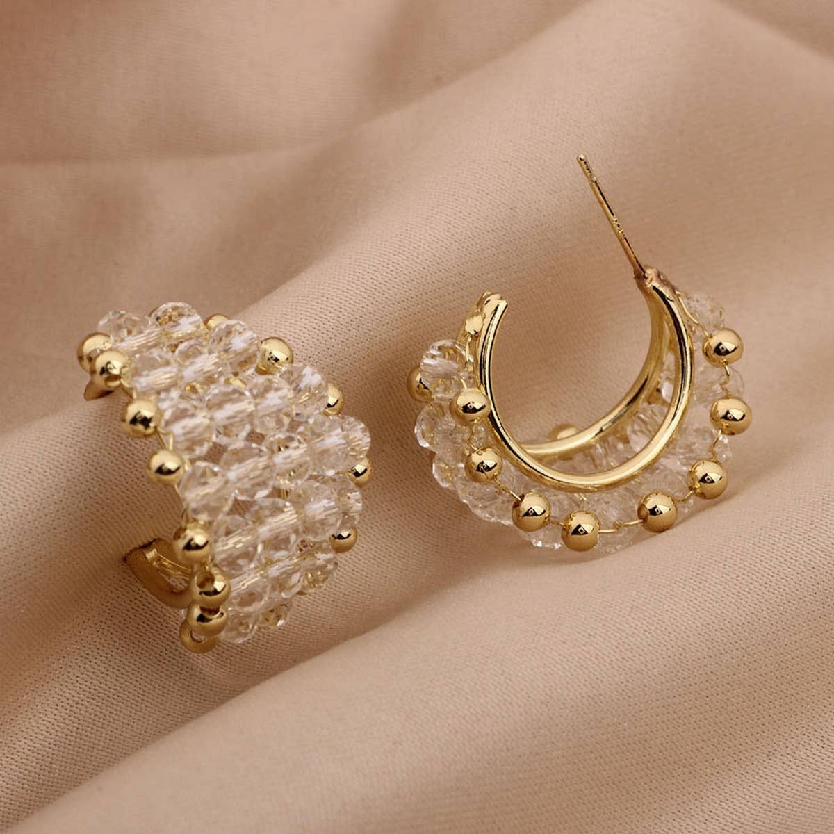 SWEET AND ELEGANT HAND-WOVEN CRYSTAL EARRINGS