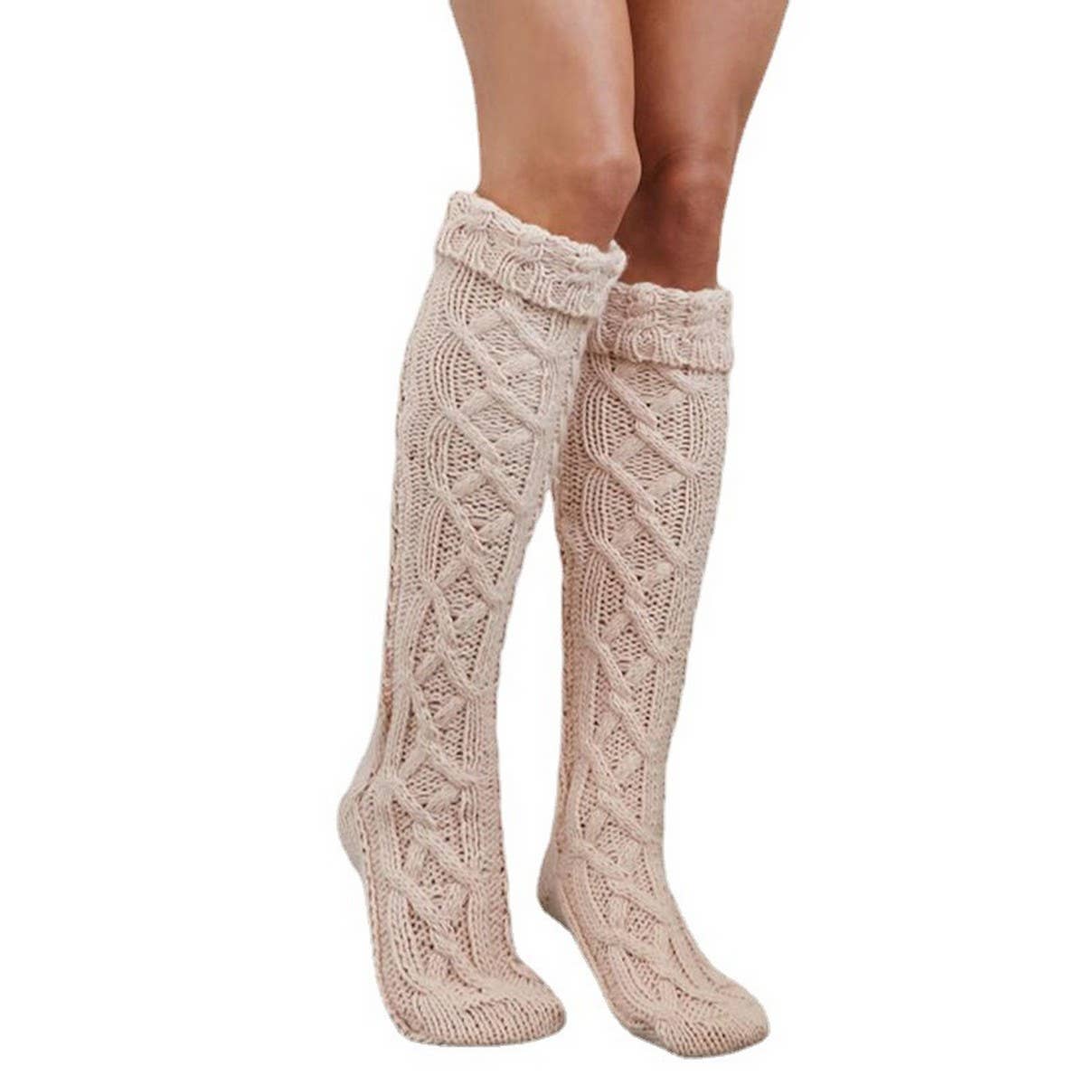 FASHIONABLE TWISTED HEM LONG OVER-THE-KNEE SOCKS