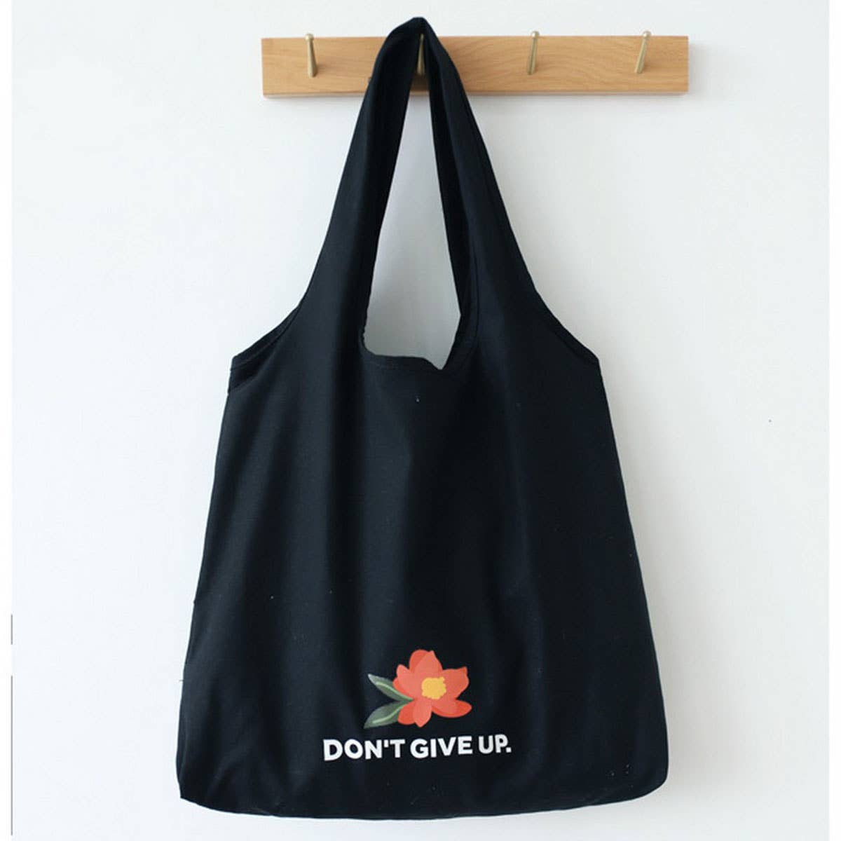 Floral Cotton Canvas Tote Bag with Wide Strap_CWAB5657