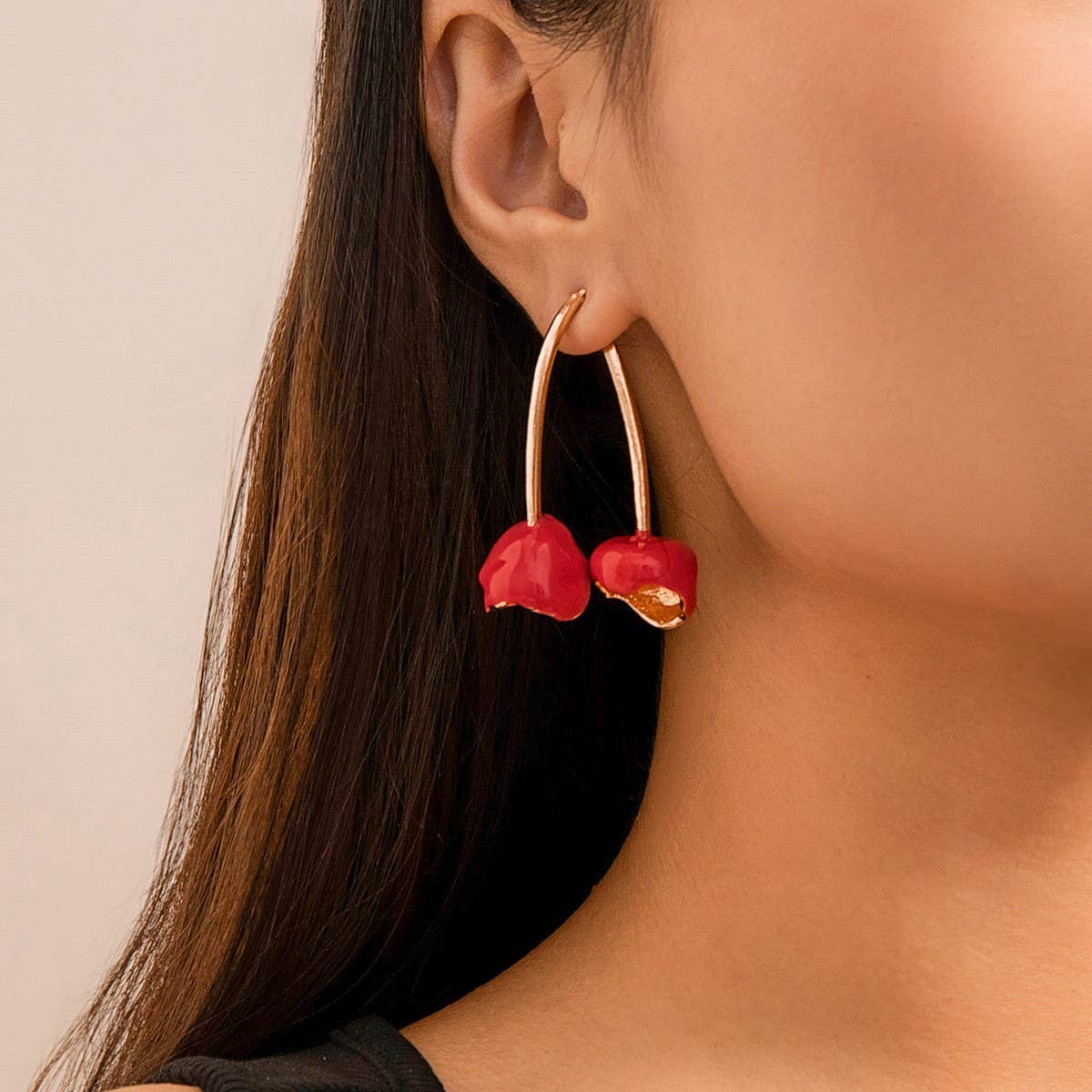 SWEET DOPAMINE ALLOY CHERRY FLOWER EARRINGS