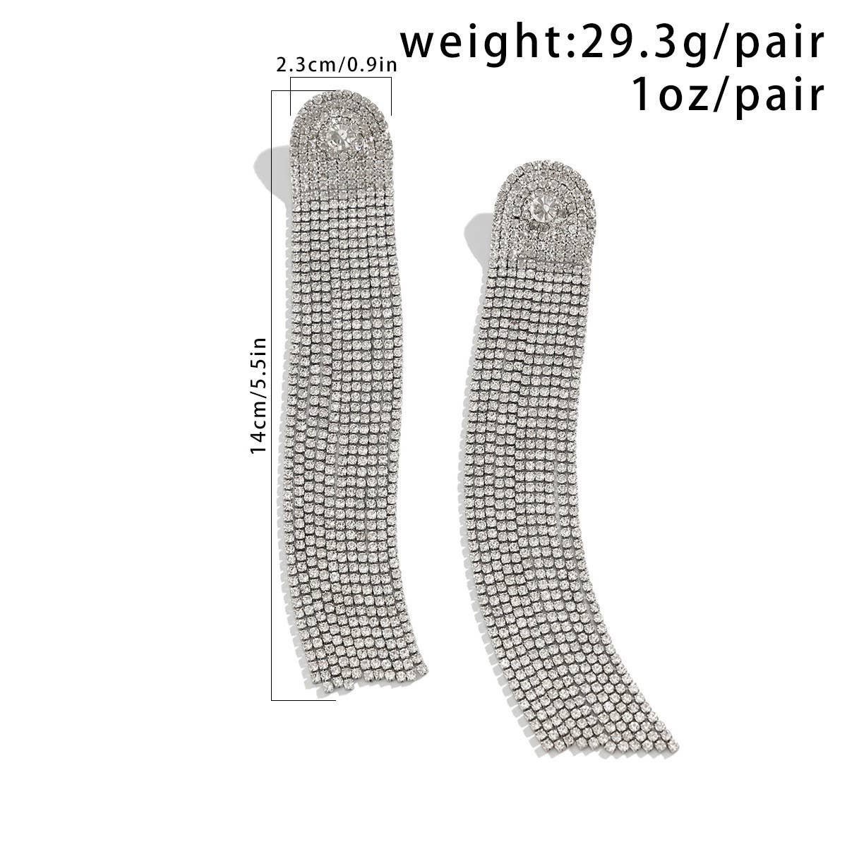 FRENCH STYLE TASSEL RHINESTONE EARRINGS