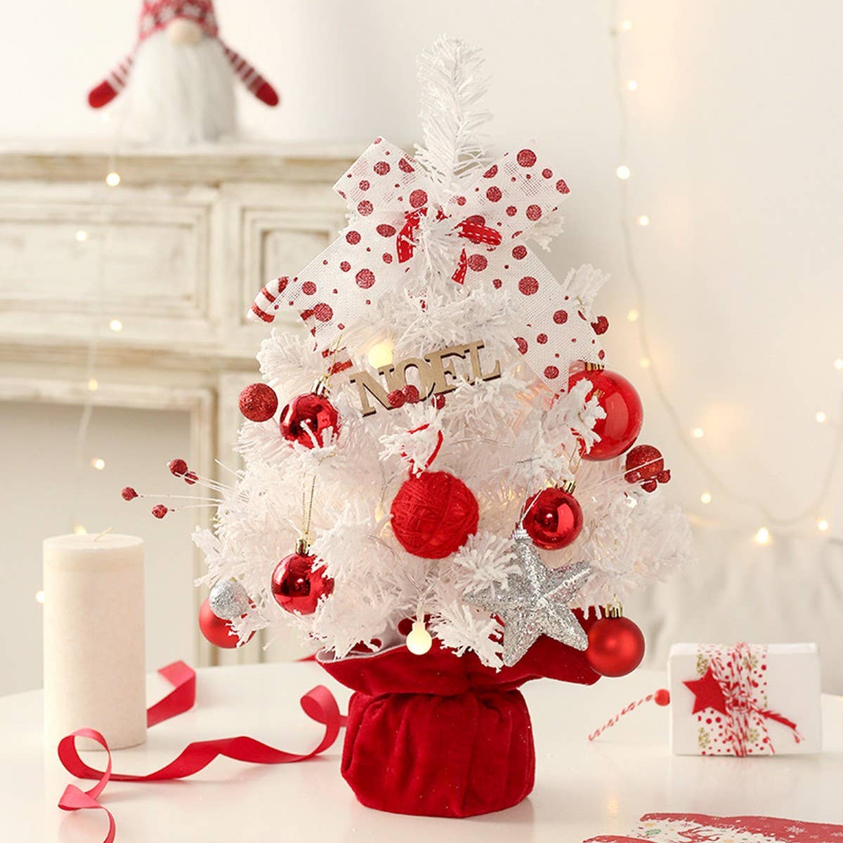 Mini Christmas Tree Set with Red Music Box Base_CWAJE5302