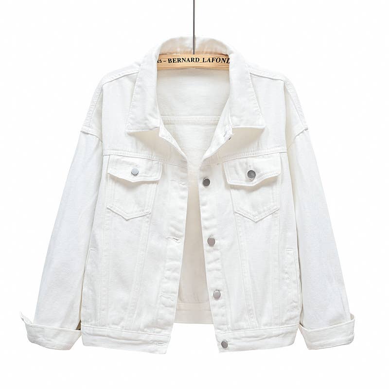 Solid color slim cropped denim jacket casual jacket