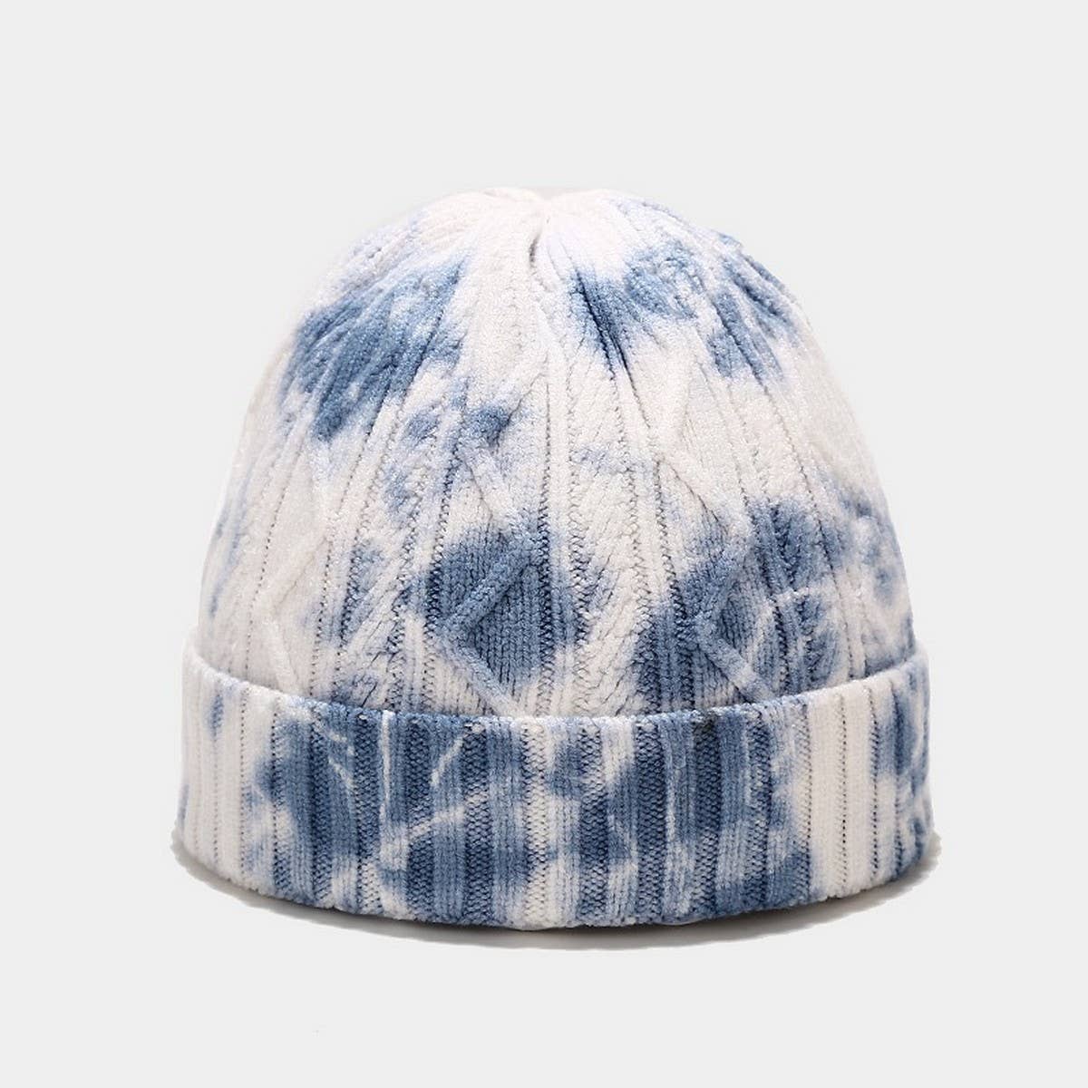 TIE-DYED KNITTED HAT MELON-SHAPED WARM BEANIE HAT_CWAH2077