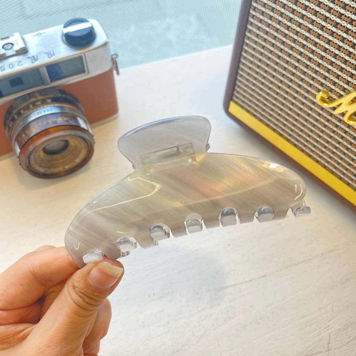 French Ink-Style Hair Claw, Large Jelly Color Clip