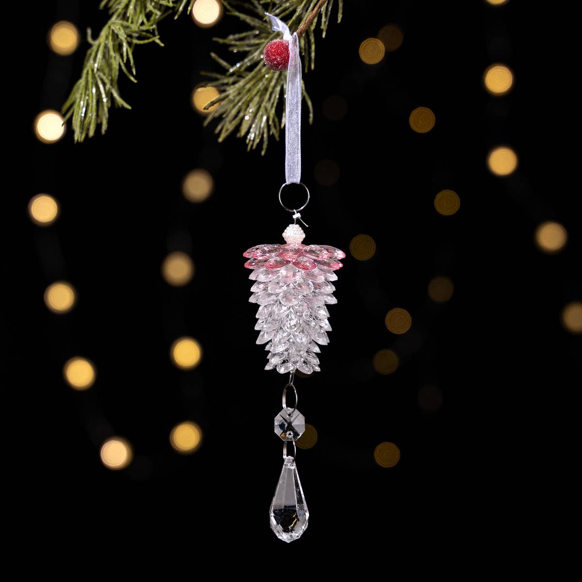 CWMM10170_ACRYLIC PINECONE CRYSTAL CHRISTMAS ORNAMENTS