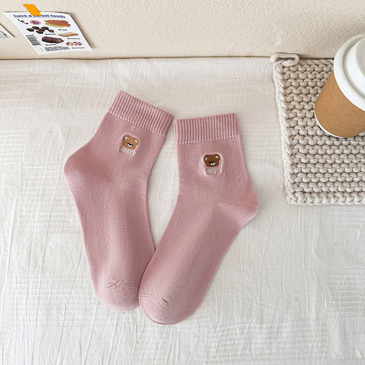 CARTOON MAILLARD LETTER STRIPED SOCKS_CWMS0959