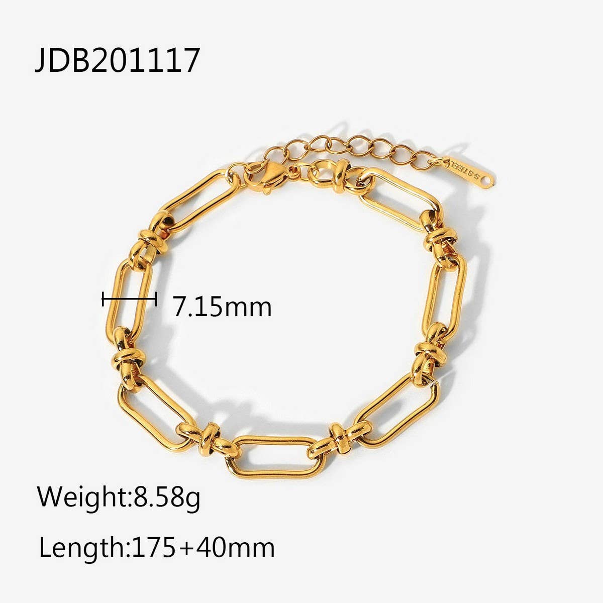 18K Gold Silver Two-Tone Cross Chain Bracelet_CWAJE4737