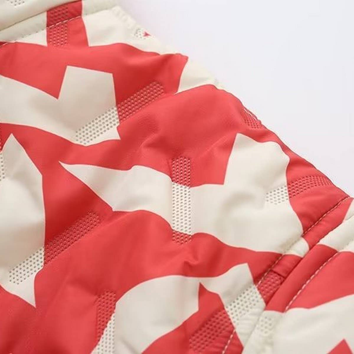 COLORBLOCK PRINT ZIP-UP QUILTED JACKET