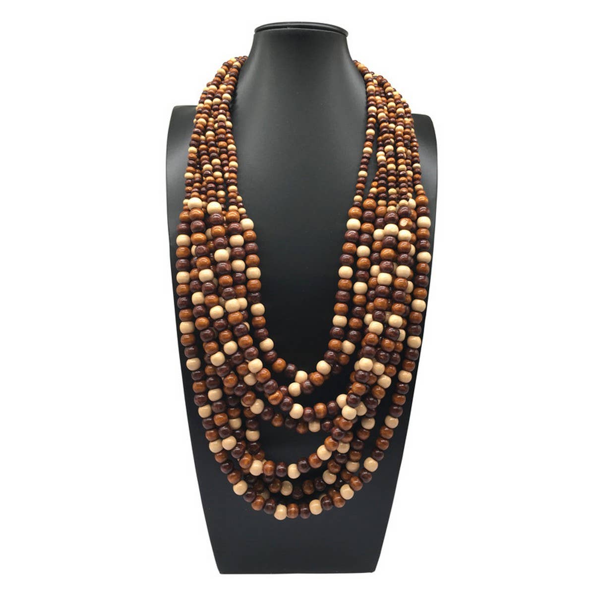 BOHEMIAN MULTI-LAYERED WOODEN BEADS NECKLACE_CWMM4737