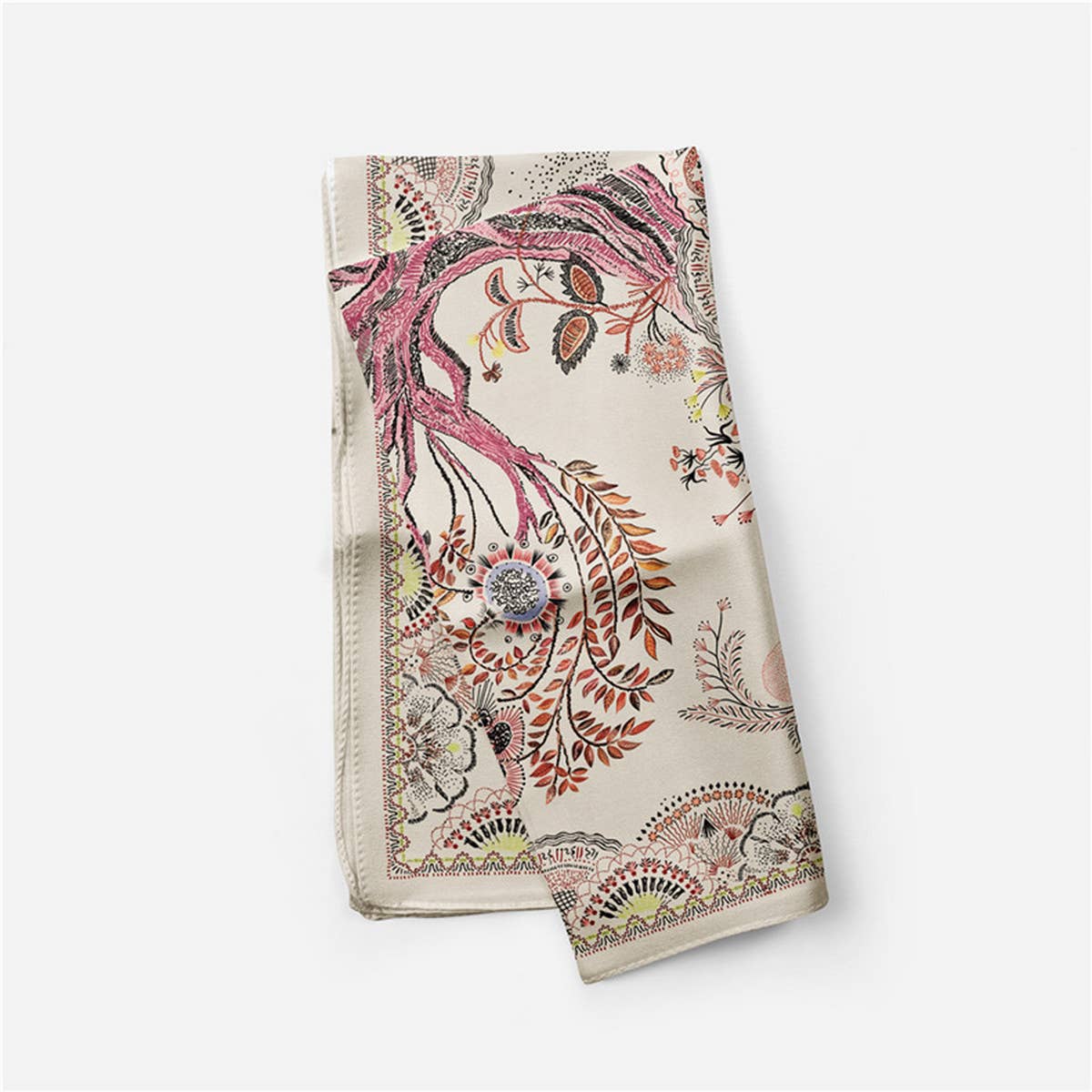 Boho Tree Print Silk Scarf - Luxurious Neck Wrap_CWASC0644