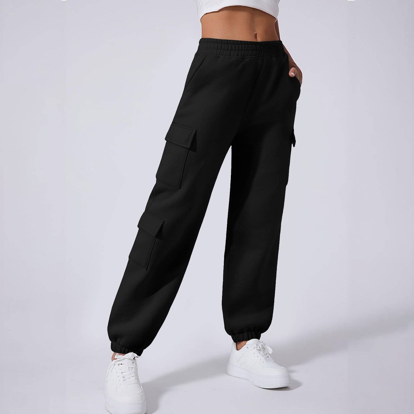 FLEECE AND THICK SOLID COLOR FASHION OVERALLS