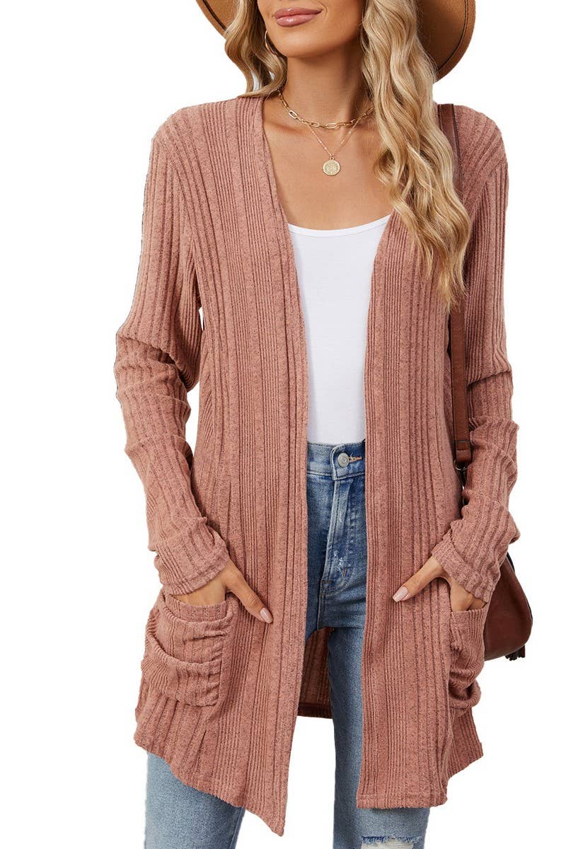 CWOCAL1923_BRUSHED POCKET LONG SLEEVE CARDIGAN COAT